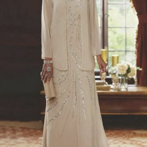 LinasBridal Two Piece Mother of the Bride Dress Wedding Guest Sparkle & Shine V Neck Ankle Length Guest Dresses 2024