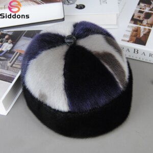 Luxury Winter Unisex Top Real Mink Fur Bomber Hat Unisex Genuine Marten Head Warm Black/Brown Caps Best Gift For Parents Gorras
