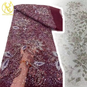 Newest African Beaded Tulle Lace Fabric 2025 High Quality French Luxury Sequin Mesh Lace Fabric for Women’s Wedding Dresses