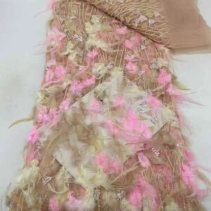 2025 African French Nigerian High End Tulle Lace Fabric 3D With Beads Sequins Mesh for Wedding Party Bride Sewing Dress