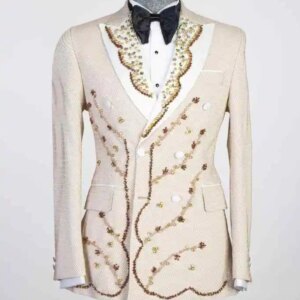 Vintage Wedding Suit for Man Slim Suits 2 Piece Beading Casual Blazer Formal Occasions Suits for Men Business Party Customized