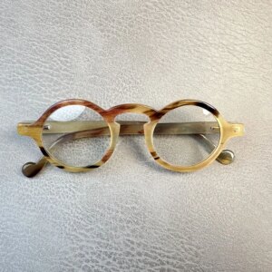 Man Women’s Glasses Frames Vintage Unique Retro Handmade Honey Black Horn Prescription Eyeglass Frames Optical Lenses Eyeglasses