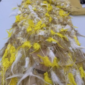 African 3D Feather Lace Fabric 2025 High Quality Embroidery French Beads Sequins Lace Fabric For Nigerian Wedding Party Dresses