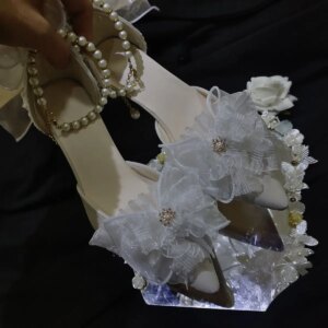 Wedding Shoes Women Lolita Wear Hand-Made High Heels Flower