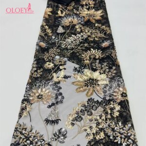 High-quality African Nigerian Elegant Embroidered Fabric 2025 French Tulle Lace Fabric With Sequin For Party Wedding