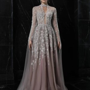 Modest High Collar Cape Sleeve Mother Of The Bride Dress For Wedding Luxury Beaded Evening Dress Customized A-line Prom Gown
