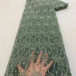 OLOEY High-Quality Handmade African Lace Fabric with Beads And Sequins for Wedding Dresses Fashionable Embroidered Party Wear