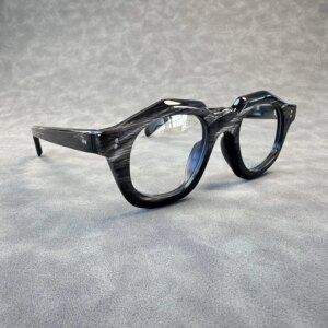 Eyeglass Frames Polygon Stripes Vintage Graduated Lense Prescription Man Glasses Frames Myopia Handmade Buffalo Horn Eyewear