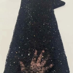 Africa Nigerian Beaded French Mesh Lace With Sequins High Quality 2025 Embroidery Lace Sequins Lace For Wedding Dresses Women