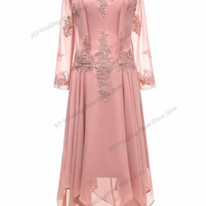 New In Mother of the Bride Dress A-Line V Neck Knee Length Chiffon Pleats Appliques Wedding Guest Formal Occasion Customized
