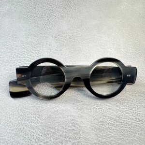 Eyeglass Frames Unique Round Wide Temple Handmade Natural Horn Reading Prescription Man Glasses Frames Optical Lenses Eyeglasses