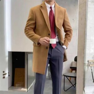 Loose Casual Coat Gentleman Overcoat Single Breasted Lapel Outwear Vintage Street Outwear Men Wedding Wear Blazer Customized