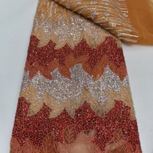 African Lace Fabric Sequins Beaded Embroidery Groom Nigerian Bridal 2025 High Quality French Tulle Lace Fabric For Wedding Sew