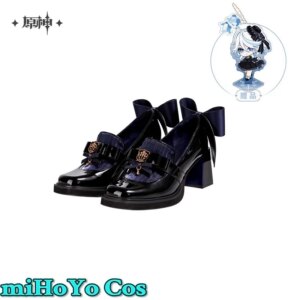 [Genuine] Game Genshin Impact Furina Cosplay Furina Mid Heel Patchwork Shoes Anime Cartoon Accessories Halloween Gift