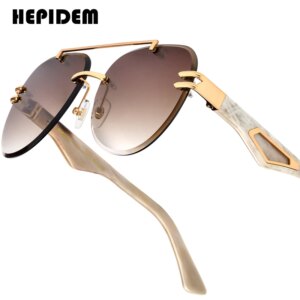 HEPIDEM Buffalo Horn Sunglasses Men Famous Luxury Brand Design Rimless Sun Glasses Diamond Eyewear Buffs Frameless Eyeglasses 39
