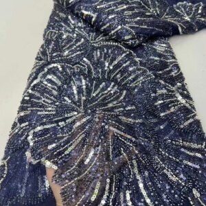 African Nigerian Sequins Embroidery Tulle Lace Fabric 2025 High Quality Beads Stone Prom Dresses Sewing Wedding Women 5 Yards