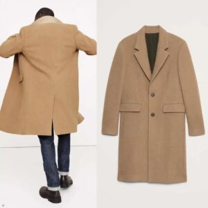 Simple Retro Winter Long OverCoat Lapel Single Breasted Winter Tweed Thick Wedding Coat For Groom Wear Customized