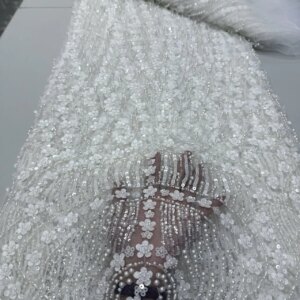 White African Lace Fabric 2025 High Quality Sequins Embroidery French Groom Tulle Lace Fabric Nigerian For Wedding Dress
