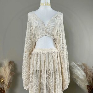 Bohemian Maternity Sexy Photography Outfit Pregnancy Long-Sleeve V-Neck Two-Piece Family Photo Props Women’s Clothing New Style