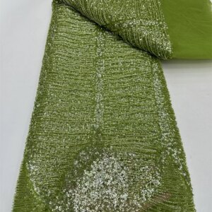 Nigerian Beads Groom Lace Fabrics African Lace Fabric 2024 High Quality Lace Sequins Beaded French Lace Fabric For Dress Sewing