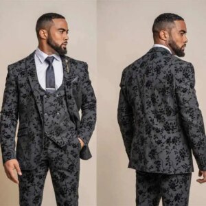 Formal Wedding Tuxedos Printing Single Breasted Men Suits Shawl Lapel 3 Piece Set Jacket Vest Pants Business Blazers Customized