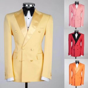 Customized Solid Color Mens Wedding Tuxedos 2 Pieces Prom Party Groom Wear Birthday Photography Formal Outfits