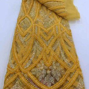 2025 Nigerian Lace Material 3D With Sequins High Quality Wedding African Handmade Beads French Sequence Mesh Beaded Tulle Fabric