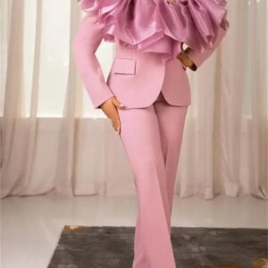 Modern Women Suits 2 Piecces Formal Single Breasted Blazer Pants Slim Fit Off Shoulder Plus Size Tailored Mother Of The Bride