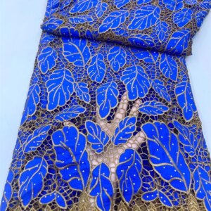Raoyal Blue Nigerian Velvet Lace Fabrics 2024 High Quality Lace African Lace Fabric For Wedding French Tulle Lace With Stones