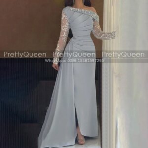 Customized Sheer Lace Mother of the Bride Dresses Long Sleeves Mermaid Off Shoulder Waistline Cap Appliques Prom Dress Party