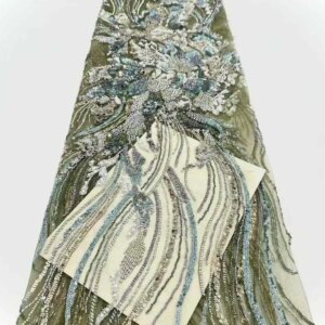 African Handmade Beaded Sequins Lace Fabrics Embroidered French Mesh Lace Nigerian Sequins Tulle Lace Fabrics For Sewing KB4869