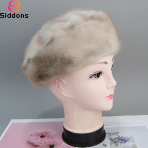 2025 Brand Luxury Women Real Natural Mink Fur Hat Beanies Real Fur Berets Fashion Winter Warm Women Knit Caps Mink Hats Berets