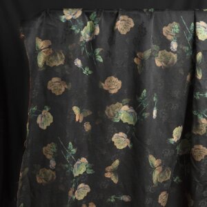 High Quality Dark Bottom Pansy Real Silk Gambiered Guangdong Flower Rose Fabric Double-Sided Jacquard Clothing Design