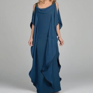 Jewel Neck Cowl Back Tiered Wedding Party Gowns Floor Length On Sale Latest Elegant Sleeveless Mother of the Bride Dresses