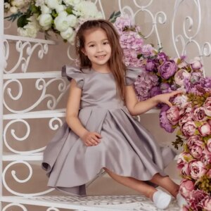 Custom Made Satin Flower Girl Dress Gray Flower Girls Dresses Satin Baby Dress First Communion Gowns 2025 Short Kids Gown