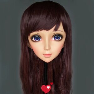 (Elsa)Female Sweet Girl Resin Half Head Kigurumi BJD Eyes Crossdress Cosplay Japanese Anime Role Lolita Mask With Eyes And Wig