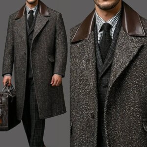 Formal Men Long Coat  Wool Blends Notched Lapel Trench Coats Single Breasted Warm Jacket Plus Size Business Blazers Customized