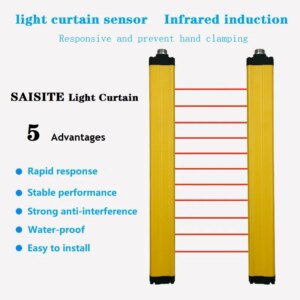 SAISITE Safety Light Curtain Sensor Switch, Infrared Grating, 16,18,20,22,24,26,28Beams,10mm,20mm,40mm Resolution,NPN,PNP Output