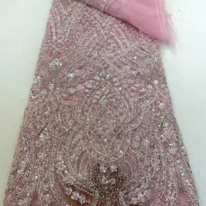 Hot Sale Super Top Quality African Handmade Beads Embrordered Net Lace With Pearl Beaded Sequins For Party Wedding Women Dress