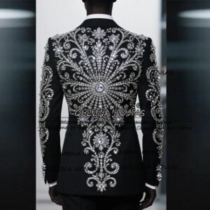 Luxury Diamond Beaded Suits Men 3 Pieces Sets Party Blazers Outfits Clothing Customized Groom Wedding Tuxedos traje hombre 2025