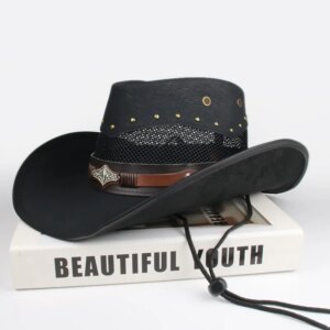 Vintage belts for men and women Quality leather large brimmed hats Cowboy sunshade