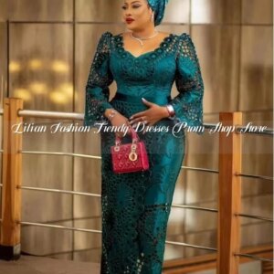 Green Fashion Bride Mother Dress 2025 Elegant Lace Half Sleeve Embroidery Tight A-Line Long African Custom Banquet Dresses