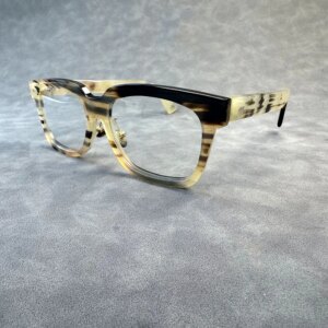 Eyeglass Frames Unique Vintage Oversize Square Handmade Honey Black Horn Prescription Men’s Glasses Frames Myopia Eyeglasses