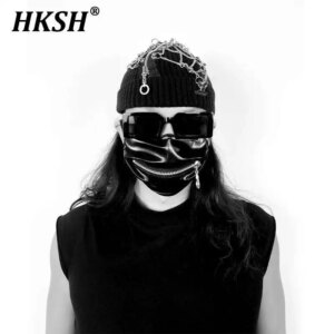 HKSH Spring Autumn Winter New Men’s Tide Dark Handmade Original Trend Punk Heavy Metal Zippers Hat Fashion Chic Techwear HK3455