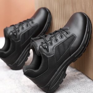Men’s Tactical oes Low Cut Anti-Stab Genuine Leather Durable Rubber Sole Ortholite Insole Comfortable Fit for Spring Autumn