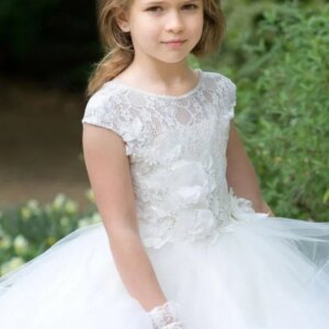 Birthday Pageant Holy Communion Gowns Flower Girl Dresses White Tulle Puffy Lace Appliques Tiered Hem Sleeveless For Weddings