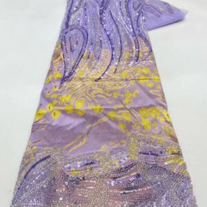 2025 Latest High Quality Delicate Elegant Soft Embroidery Tulle Sequin Groom Fabrics 5 Yards For Nigerian Women Party Dresses