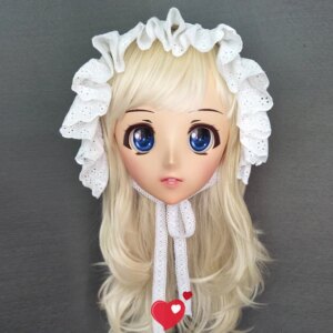 (Juzi-01)Japan Anime Kigurumi Masks Cosplay Kigurumi Cartoon Character Role Play Half Head Lolita Doll Mask With Eyes And Wig