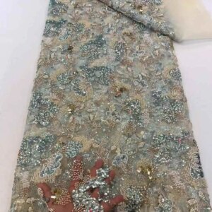 African Luxury Sequins Lace Fabric 2025 High Quality Lace Embroidery Beads Mesh Fabric 5 Yards For Women Wedding Party Dresses