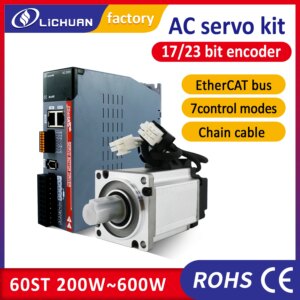 Lichuan EtherCAT servo motor 200W 400W 600W with servo driver LC10E and 3M high soft cable for CNC kit